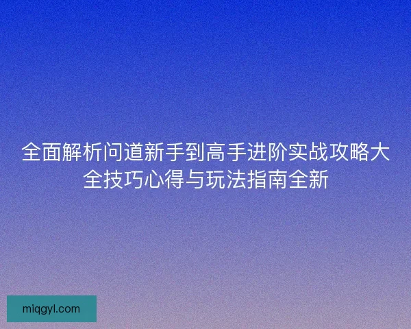 全面解析问道新手到高手进阶实战攻略大全技巧心得与玩法指南全新
