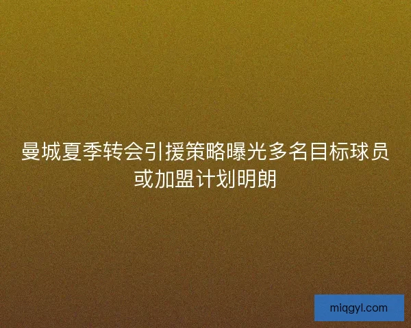 曼城夏季转会引援策略曝光多名目标球员或加盟计划明朗